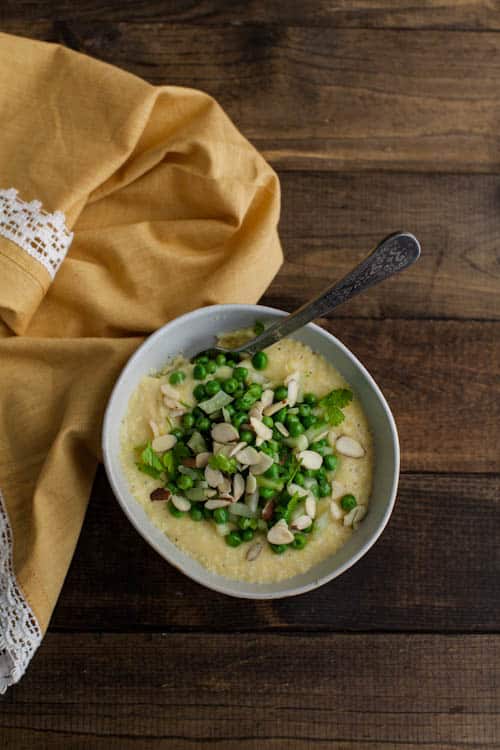 Polenta with Peas, Fennel, and Almonds
