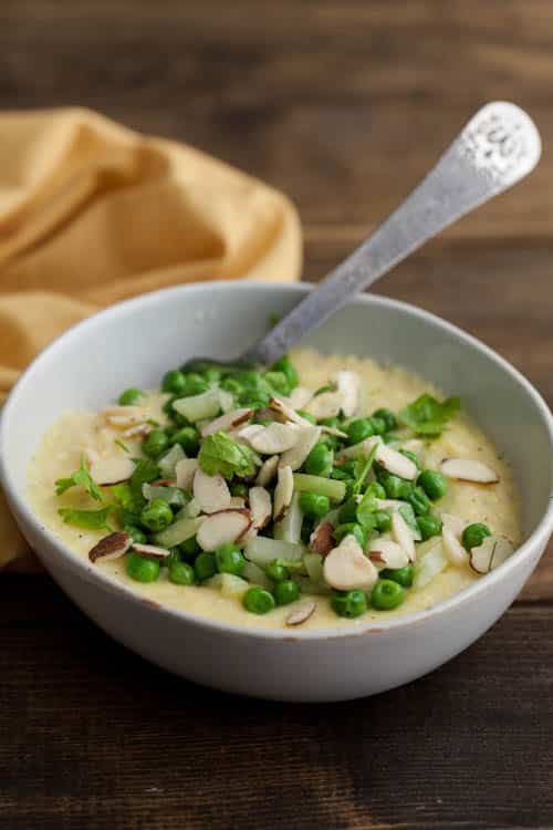 Polenta with Peas, Fennel, and Almonds