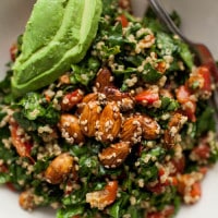 Spinach Salad with Avocado and Sesame Roasted Almonds