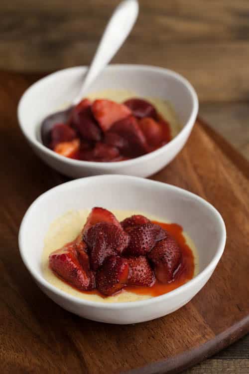 Honey Custard with Roasted Strawberries