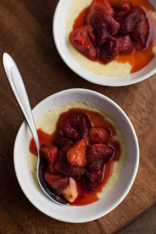 Honey Custard with Roasted Strawberries