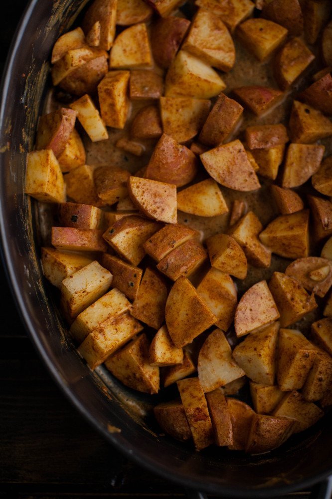 Barley, Smoked Paprika Red Potatoes, and Hard Boiled Egg