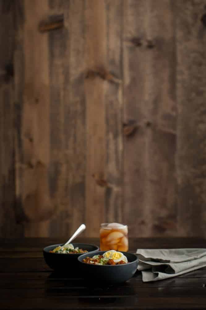 Barley, Smoked Paprika Red Potatoes, and Hard Boiled Egg