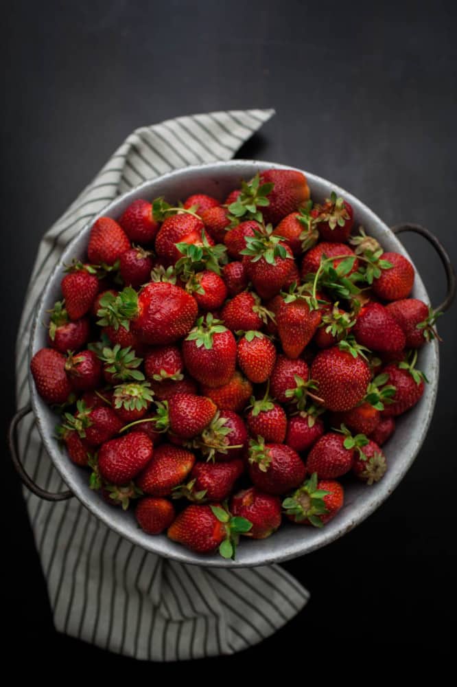 Rye Crepes with Sorghum-Bourbon Strawberries + Ice Cream 