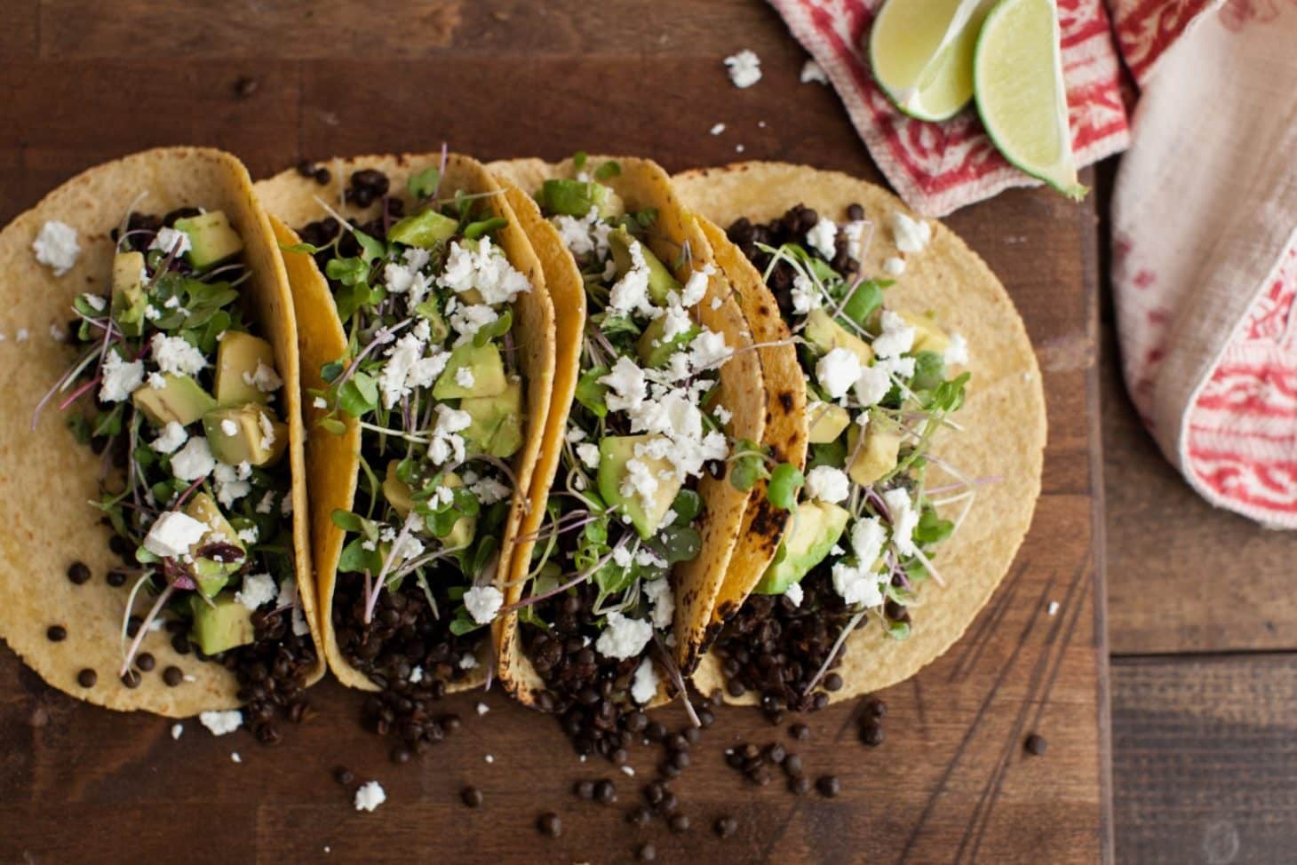 Chipotle Lentil Tacos with Avocado and Micro Greens