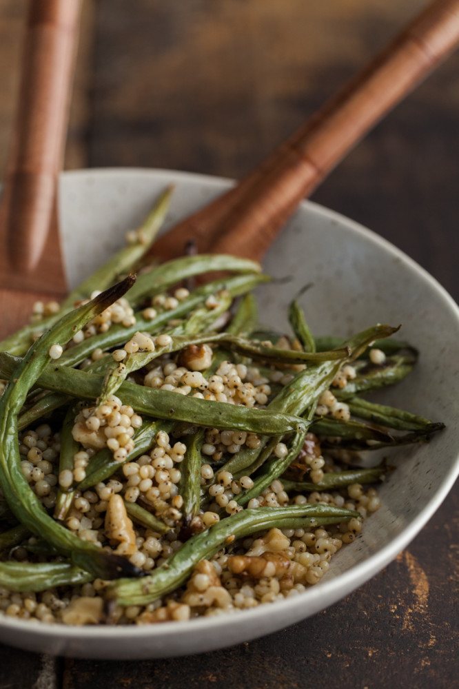 Garlic Green Beans with Sorghum and Walnuts