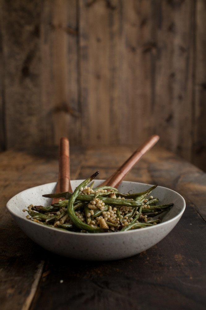 Garlic Green Beans with Sorghum and Toasted Walnuts