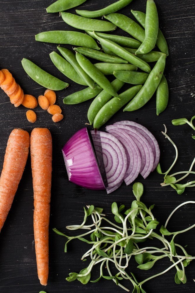 Roasted Vegetable + Chickpea Bowl with Cilantro Cashew Cream