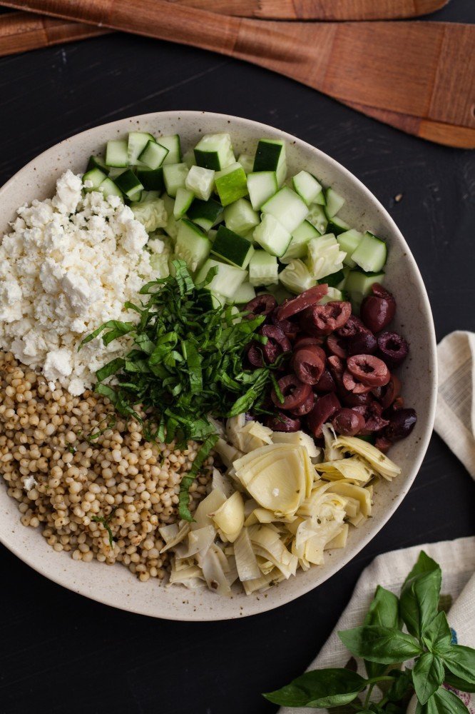 Sorghum Salad with Cucumber and Olives
