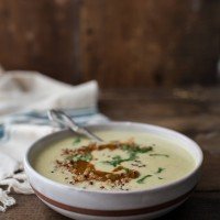 Sweet Corn Soup with Harissa and quinoa