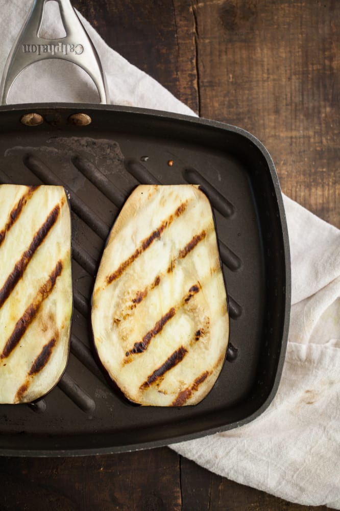 Grilled Eggplant Rolls with Cream Cheese and Herbed Millet