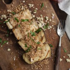 Grilled Eggplant Rolls with Cream Cheese and Herbed Millet