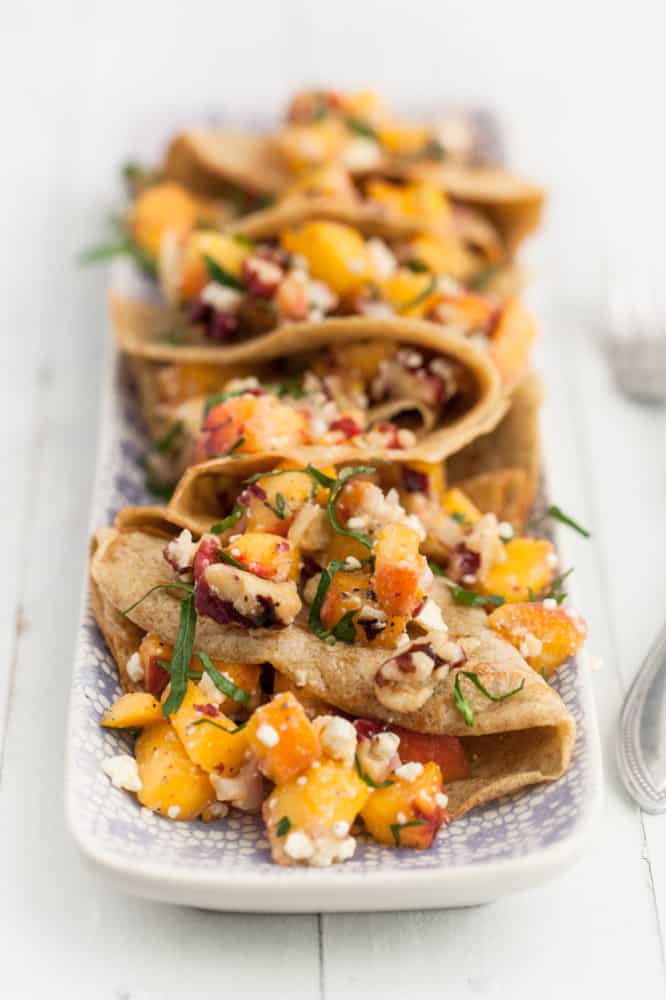 Peach and Blue Cheese Rye Crepes