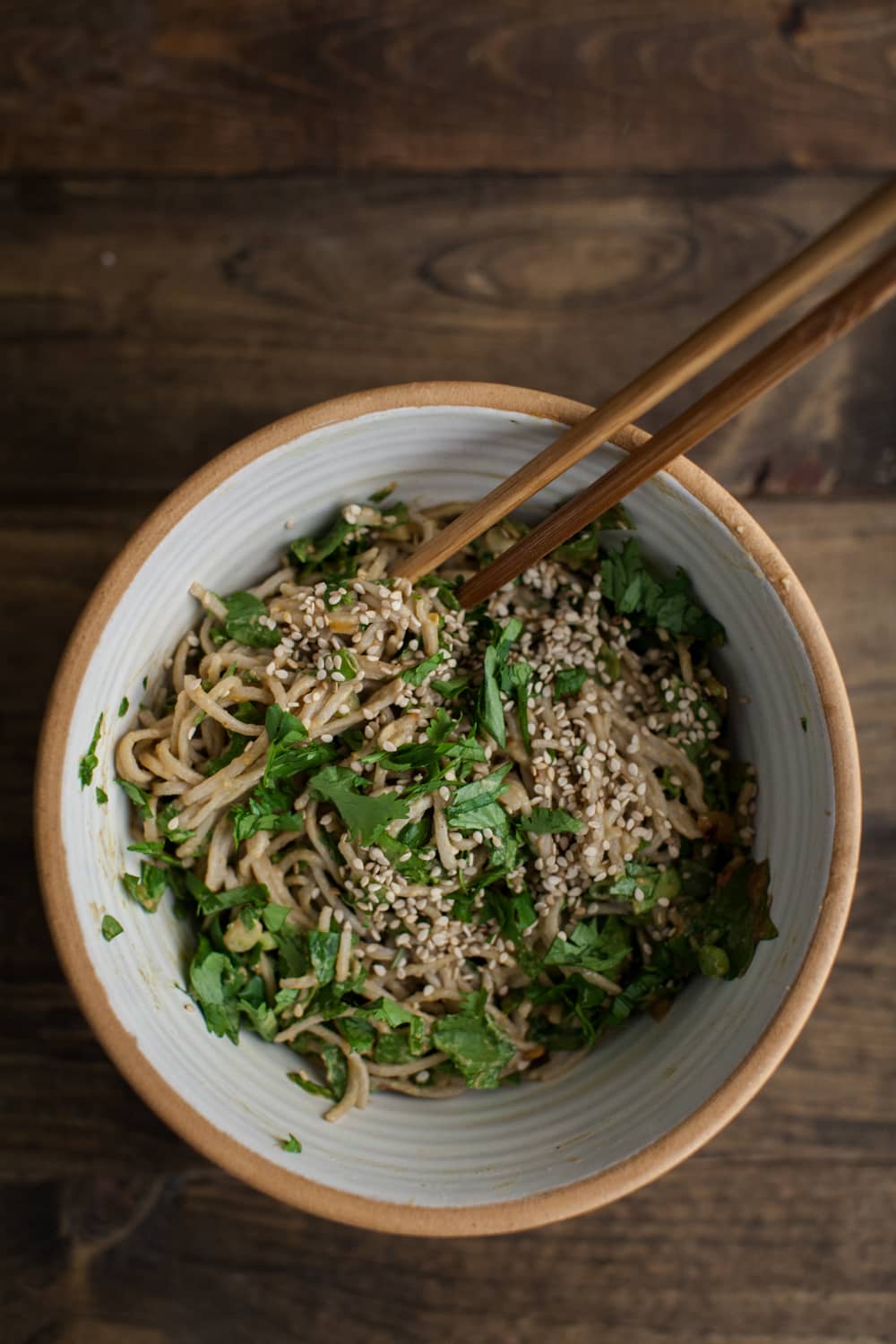 Spinach Soba Bowl with Peanut Sauce