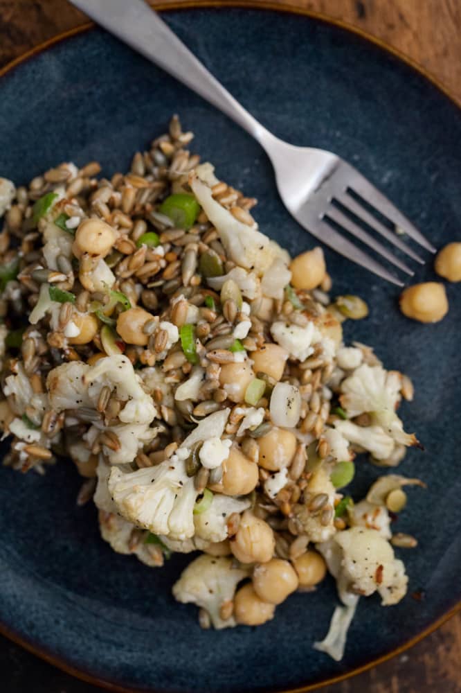 Sprouted Rye and Roasted Cauliflower Bowl | @naturallyella