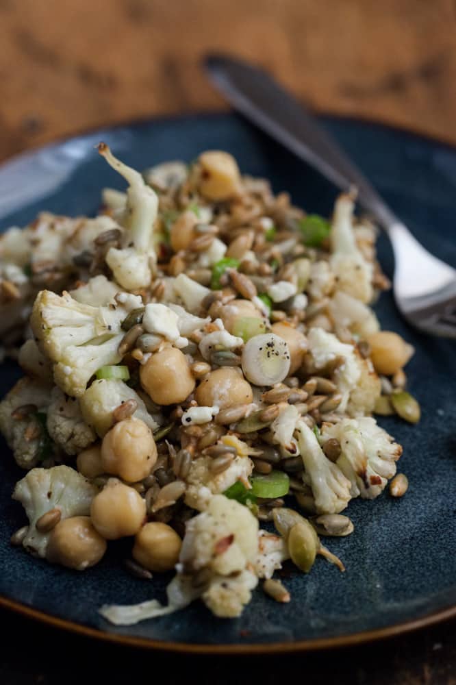 Sprouted Rye, Chickpea and Roasted Cauliflower Bowl | @naturallyella