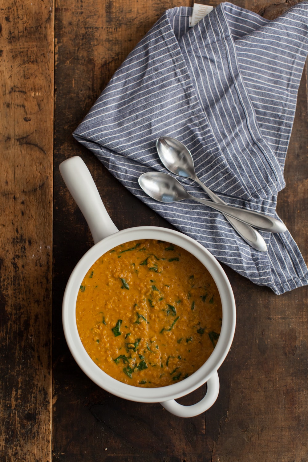 Quick Red Lentil and Spinach Curry