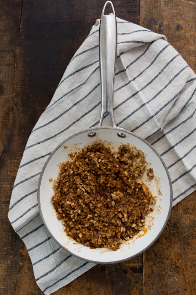 Vegetarian BBQ Crumbles made from chickpeas, brown rice, and pecans | Naturally Ella