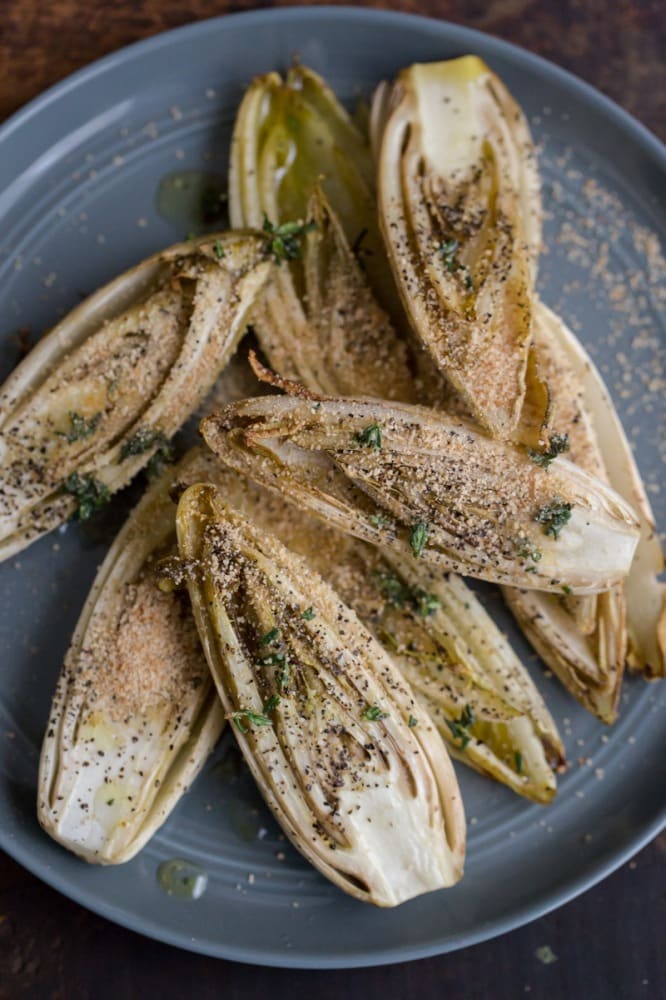 Roasted Endives with Thyme Olive Oil and Bread Crumbs | @naturallyella
