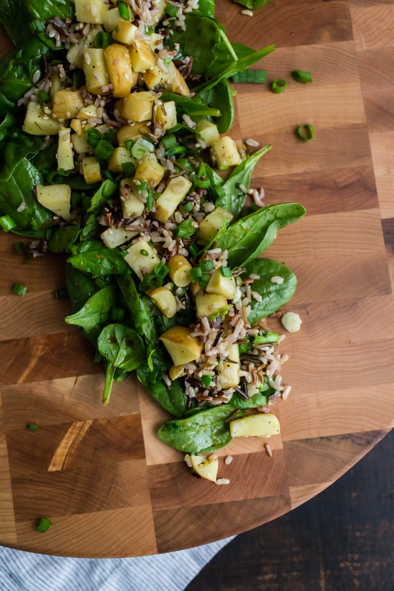 Roasted Parsnip Spinach Salad | Naturally Ella