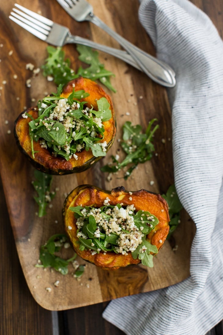 Curried Acorn Squash with Quinoa and Arugula | @naturallyella