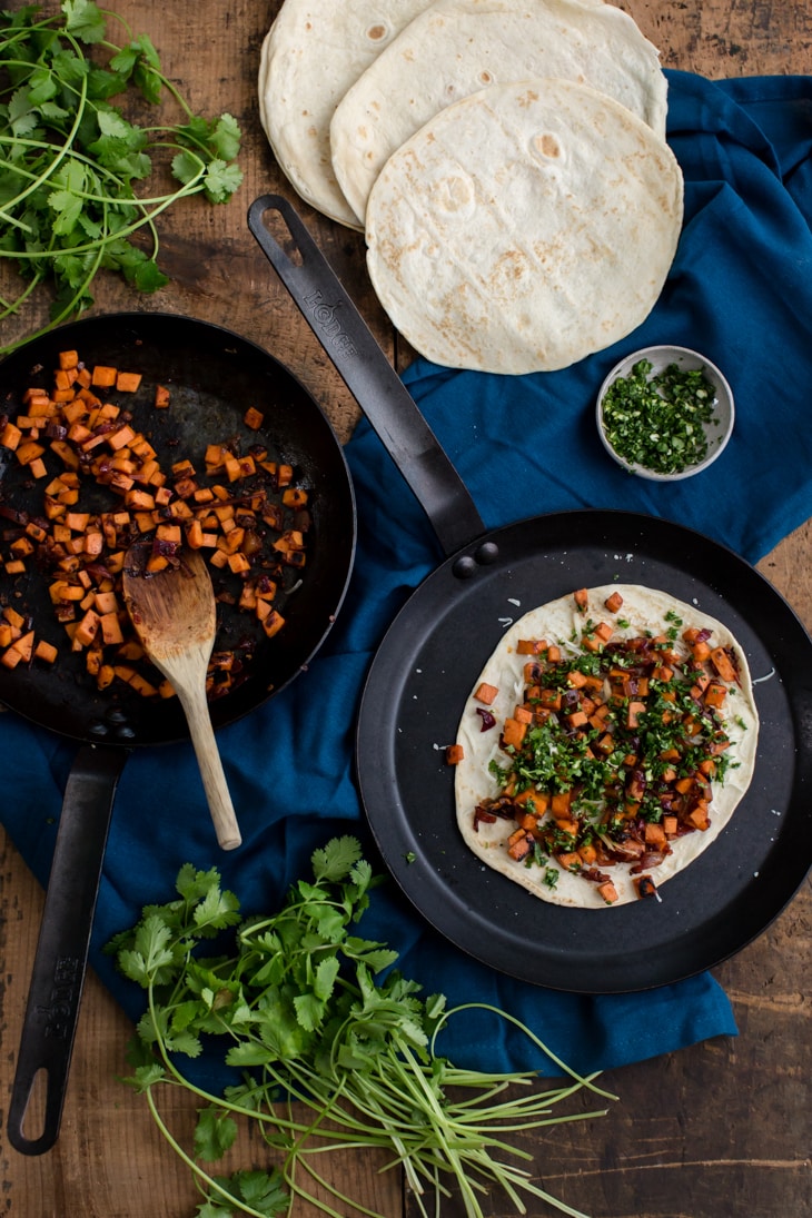 Chipotle Sweet Potato Quesadilla with Cilantro Gremolata | @naturallyella