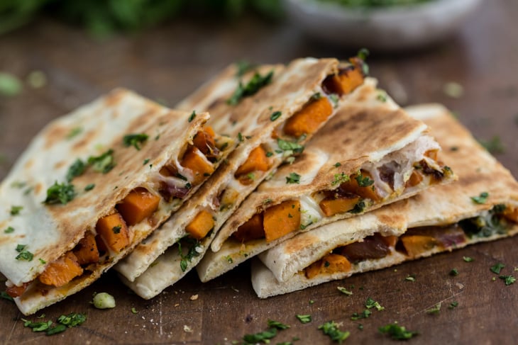 Chipotle Sweet Potato Quesadilla with Cilantro Gremolata | @naturallyella