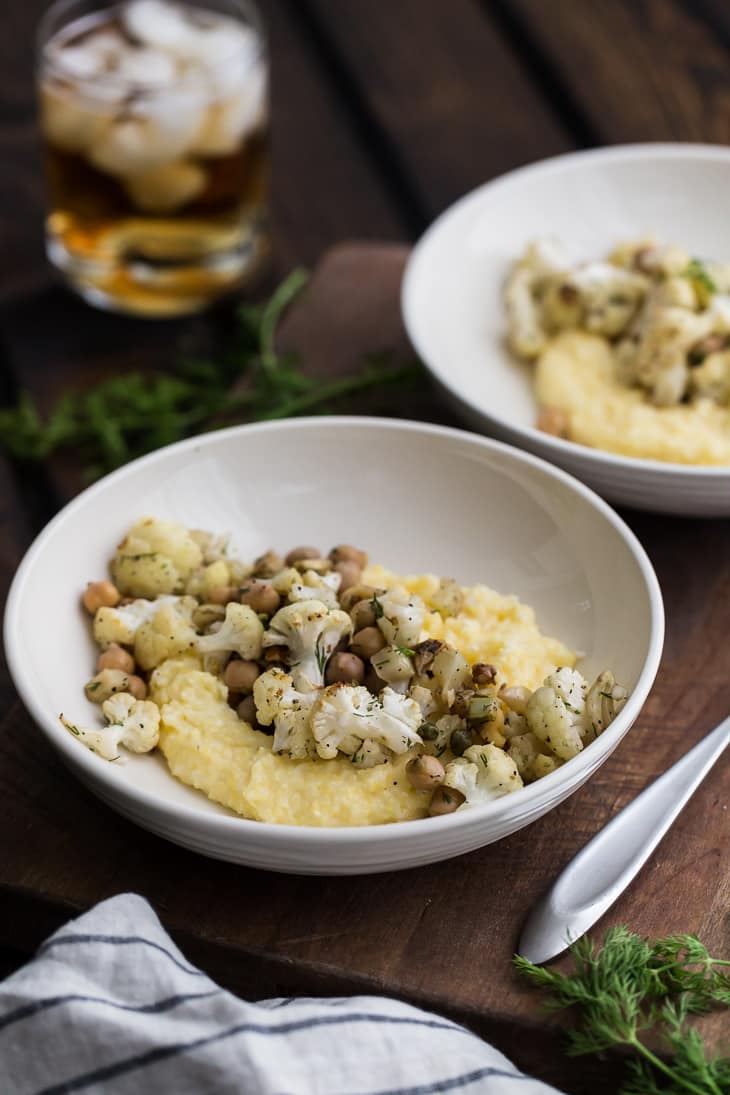 Roasted Fennel and Cauliflower with Chickpeas and Dill | @naturallyella