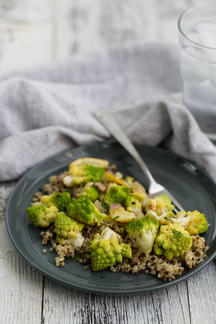 Roasted Romanesco with Meyer Lemon Salsa  and Quinoa | Naturally Ella