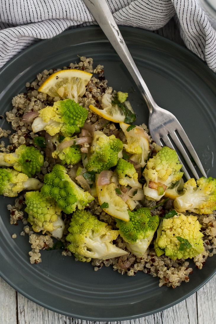 Roasted Romanesco with Meyer Lemon Salsa | @naturallyella