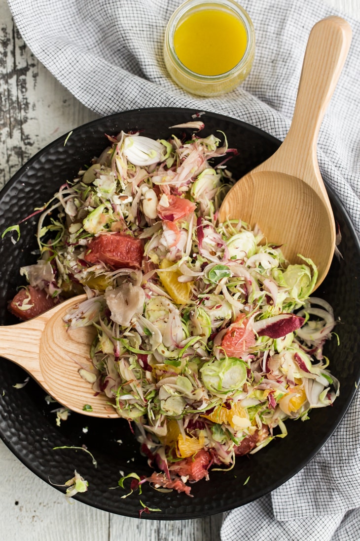 Shaved Endive and Brussels Sprout Citrus Salad | @naturallyella