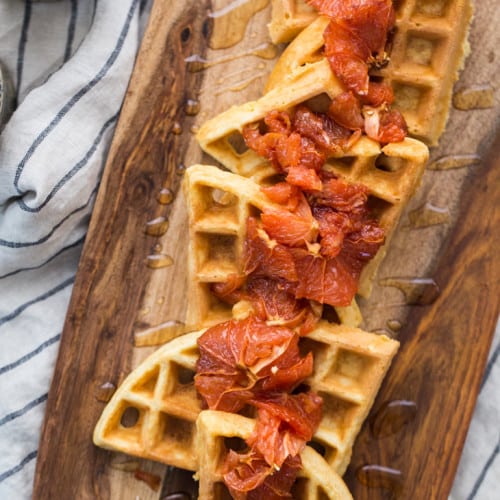 Cornbread Waffles with Roasted Grapefruit | @naturallyella