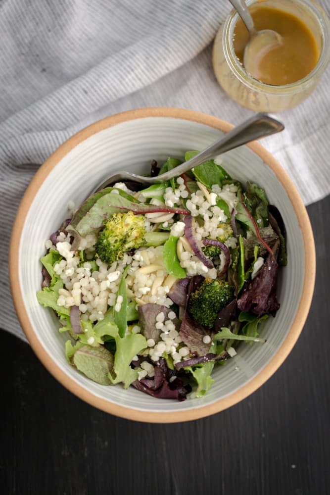 Roasted Broccoli Salad with Tahini Dressing | @naturallyella