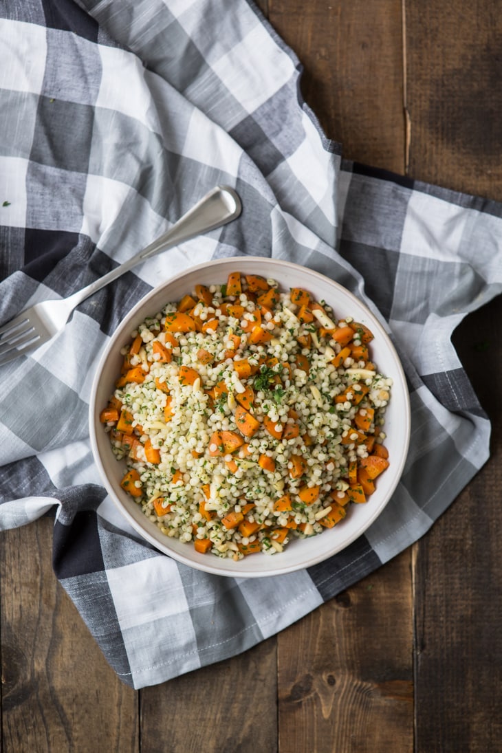Roasted Carrots and Couscous with Carrot Top Gremolata | @naturallyella