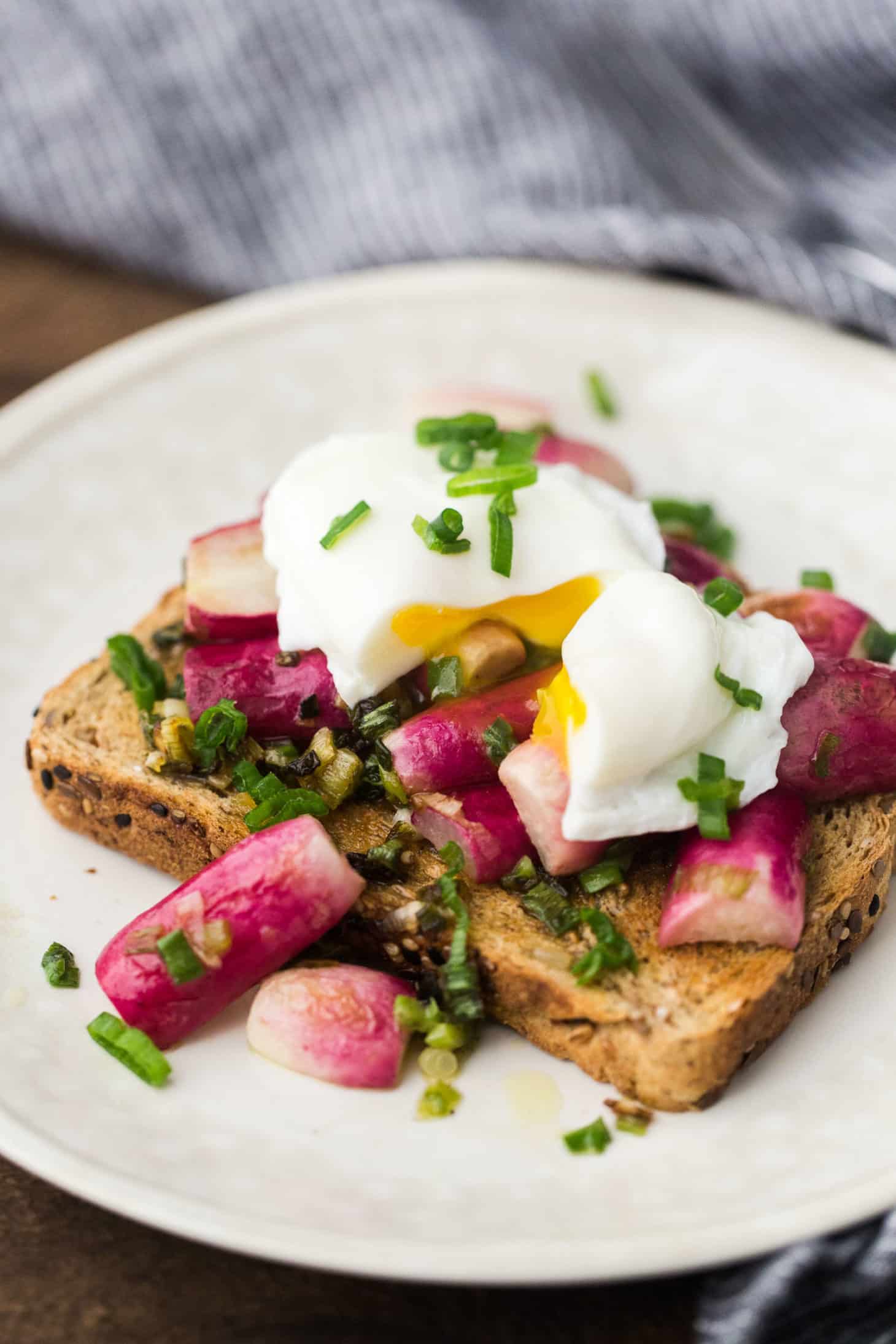 Buttered Radishes and Spring Onions with a Poached Egg