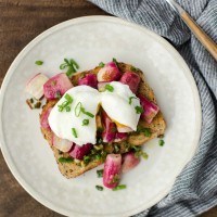 Buttered Radishes with Poached Eggs