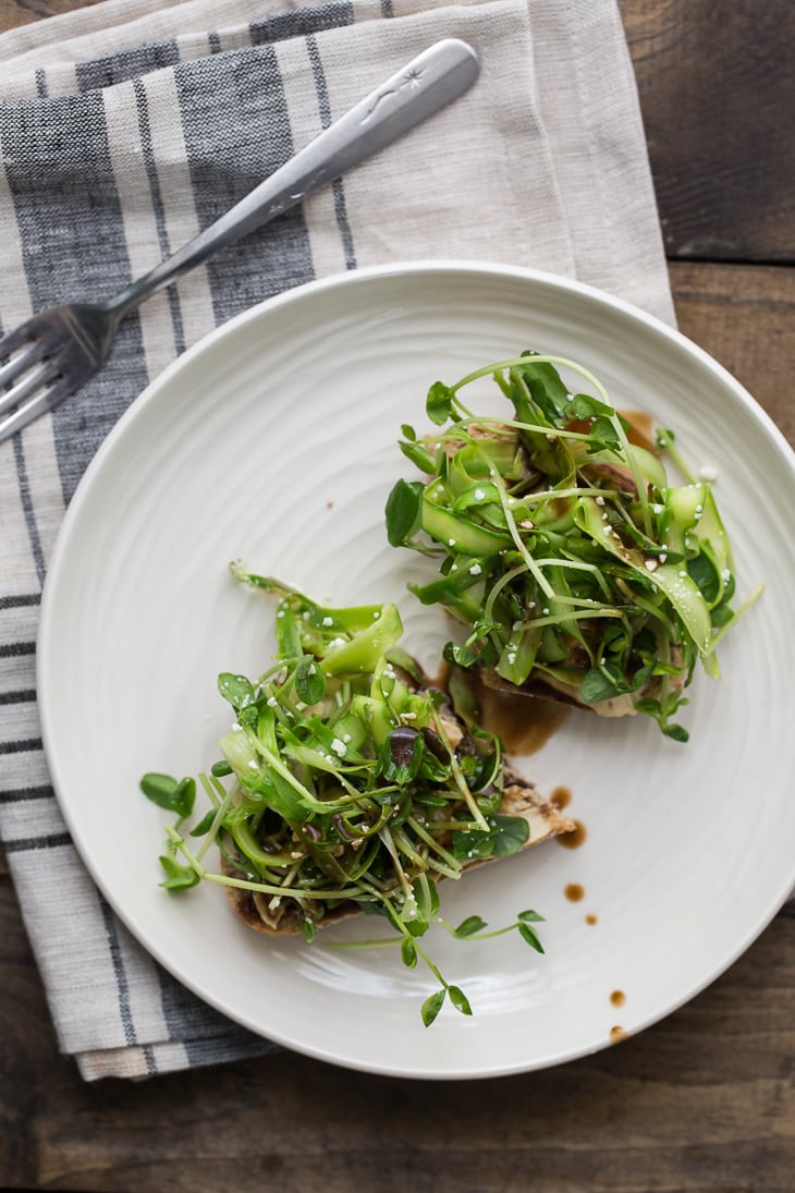 Pea Shoot and Asparagus Crostini | @naturallyella