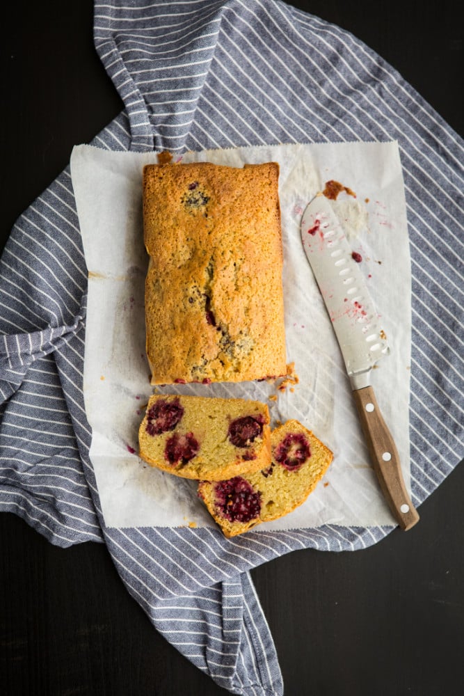 Gluten Free Blackberry Cornbread Cake | http://naturallyella.com