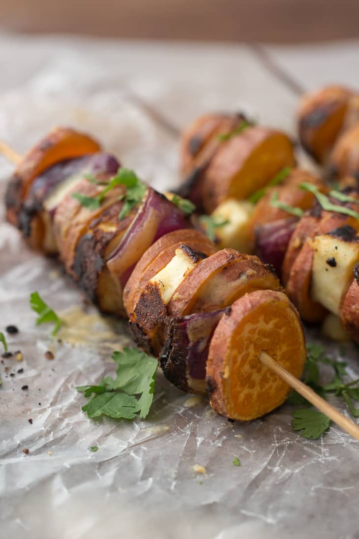 Skewered Roasted Sweet Potatoes - Foodness Gracious