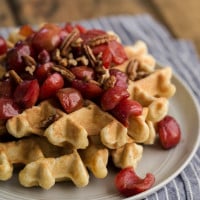 Waffles with Vanilla Bean Cherries | http://naturallyella.com