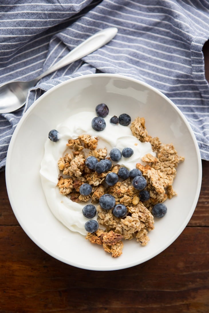 Banana Walnut Granola with Fruit and Yogurt | @naturallyella