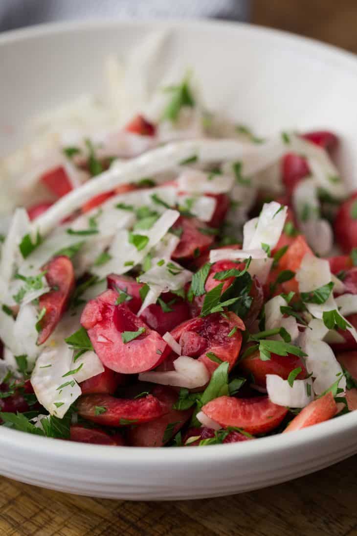 Cherry Salad with Quinoa| http://naturallyella.com