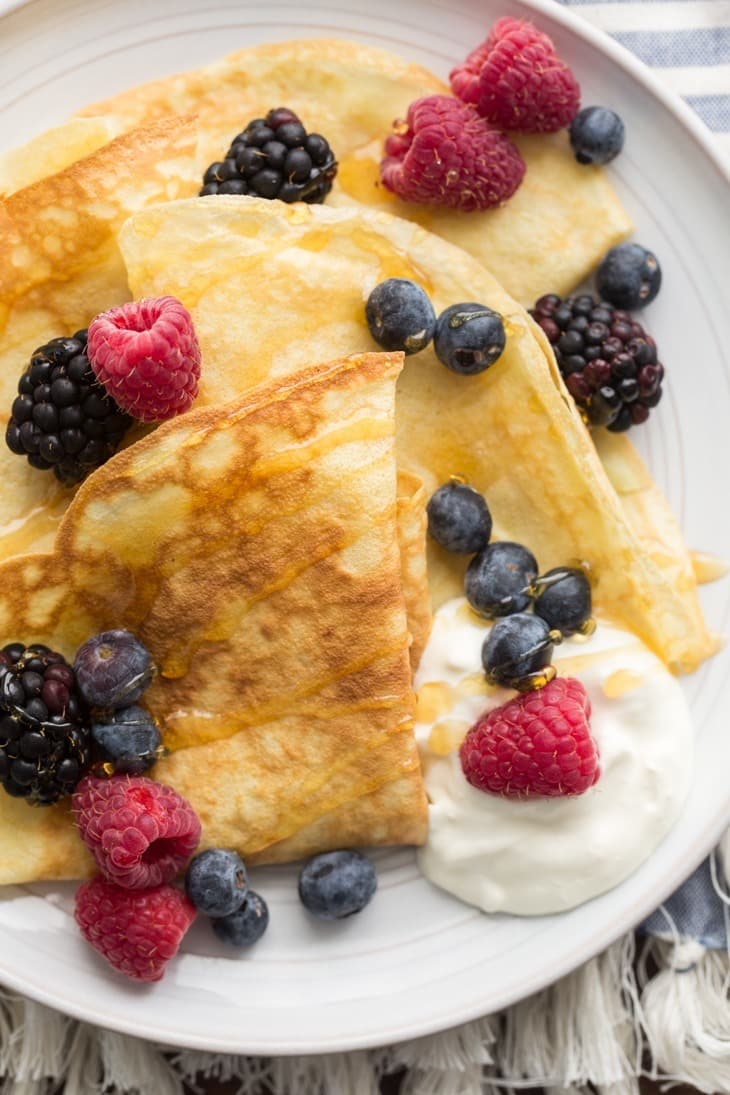Einkorn Crepes with Fresh Berries | http://naturallyella.com