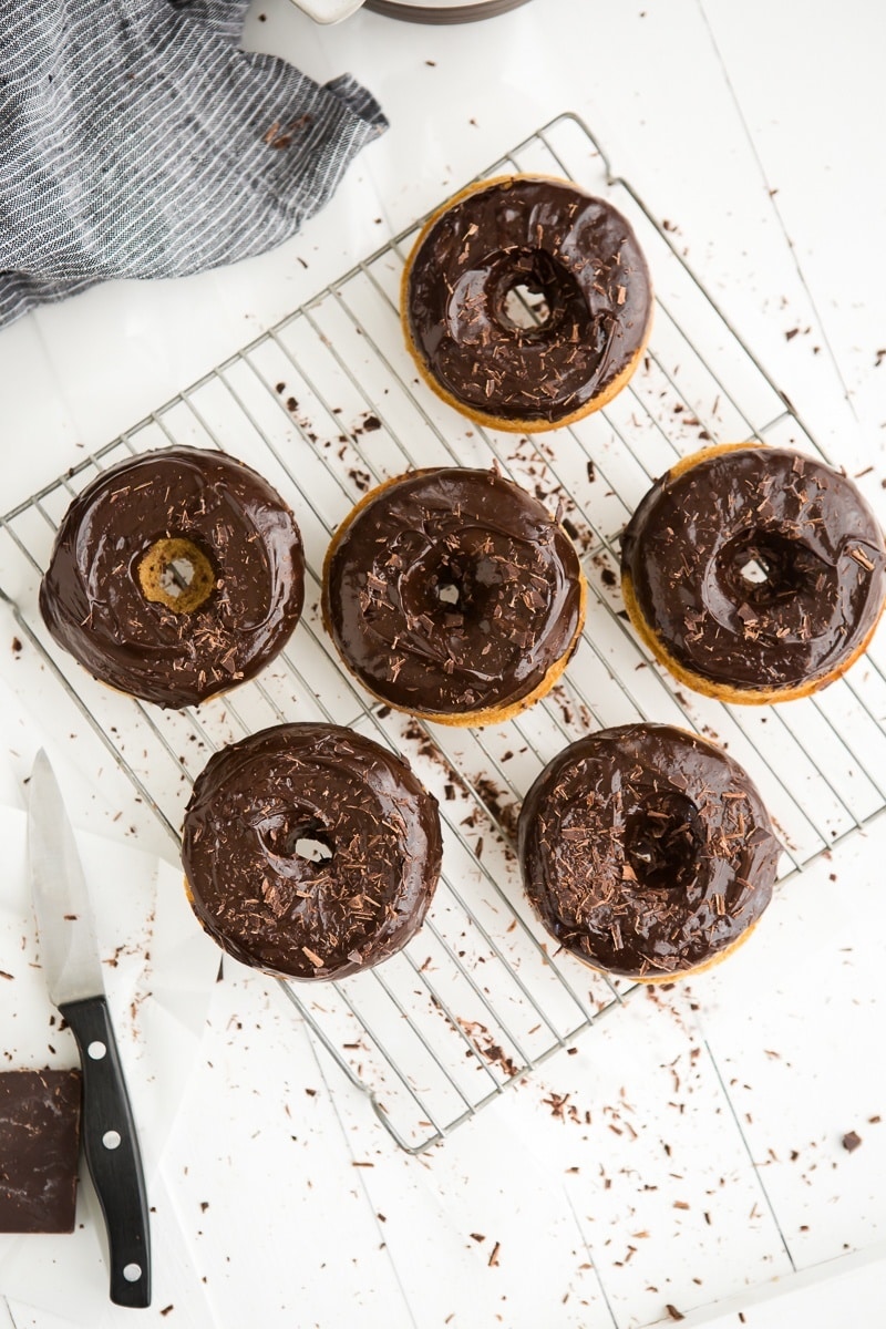 Buttermilk Spelt Baked Doughnuts with Ganache | http://naturallyella.com