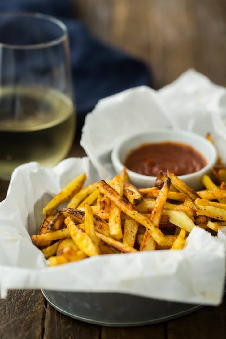 Crispy Baked French Fries with Curried Ketchup