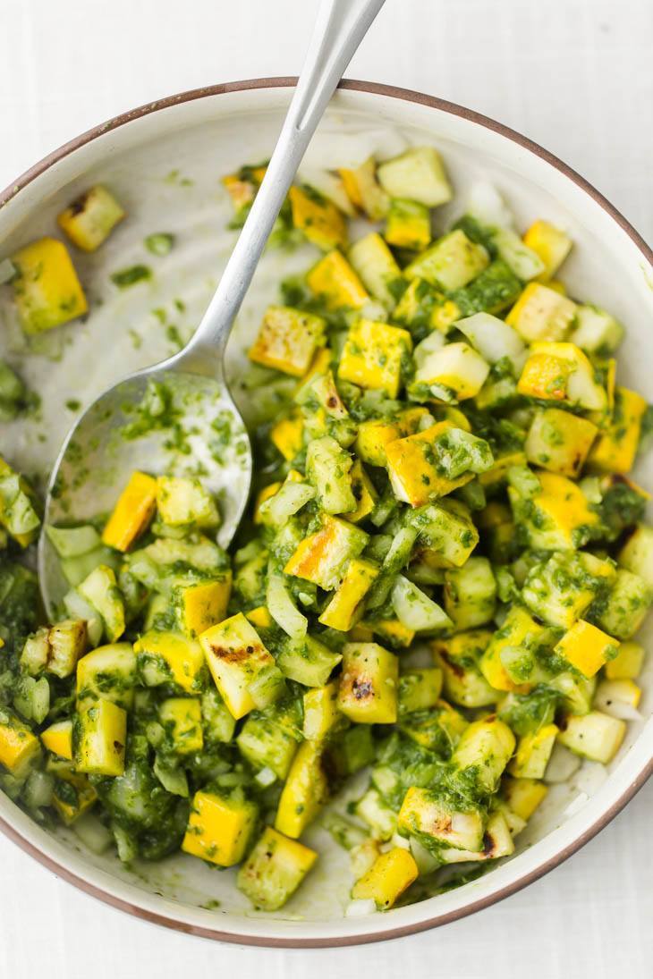 Grilled Pesto Summer Squash | http://naturallyella.com