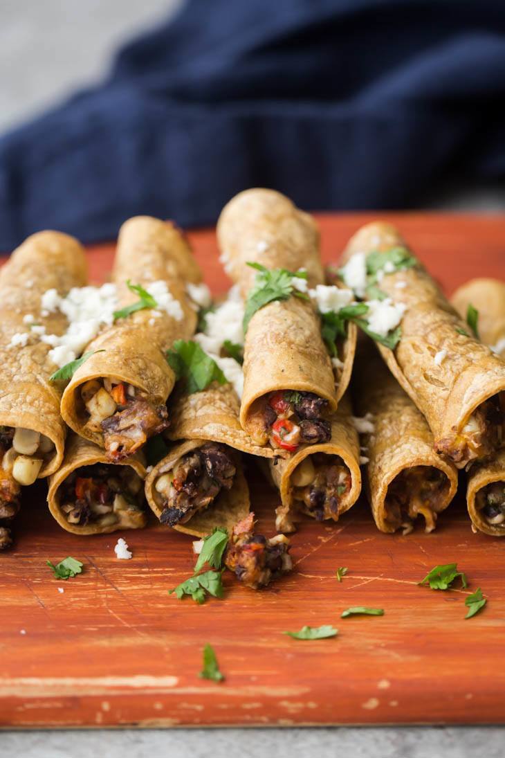 Baked Black Bean Taquitos with Sweet Corn | @naturallyella