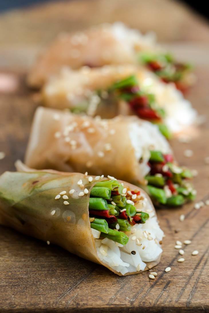 Green Bean Summer Rolls | http://naturallyella.com