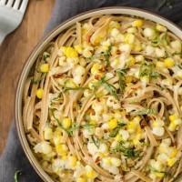 Sweet Corn Pasta with Goat Cheese