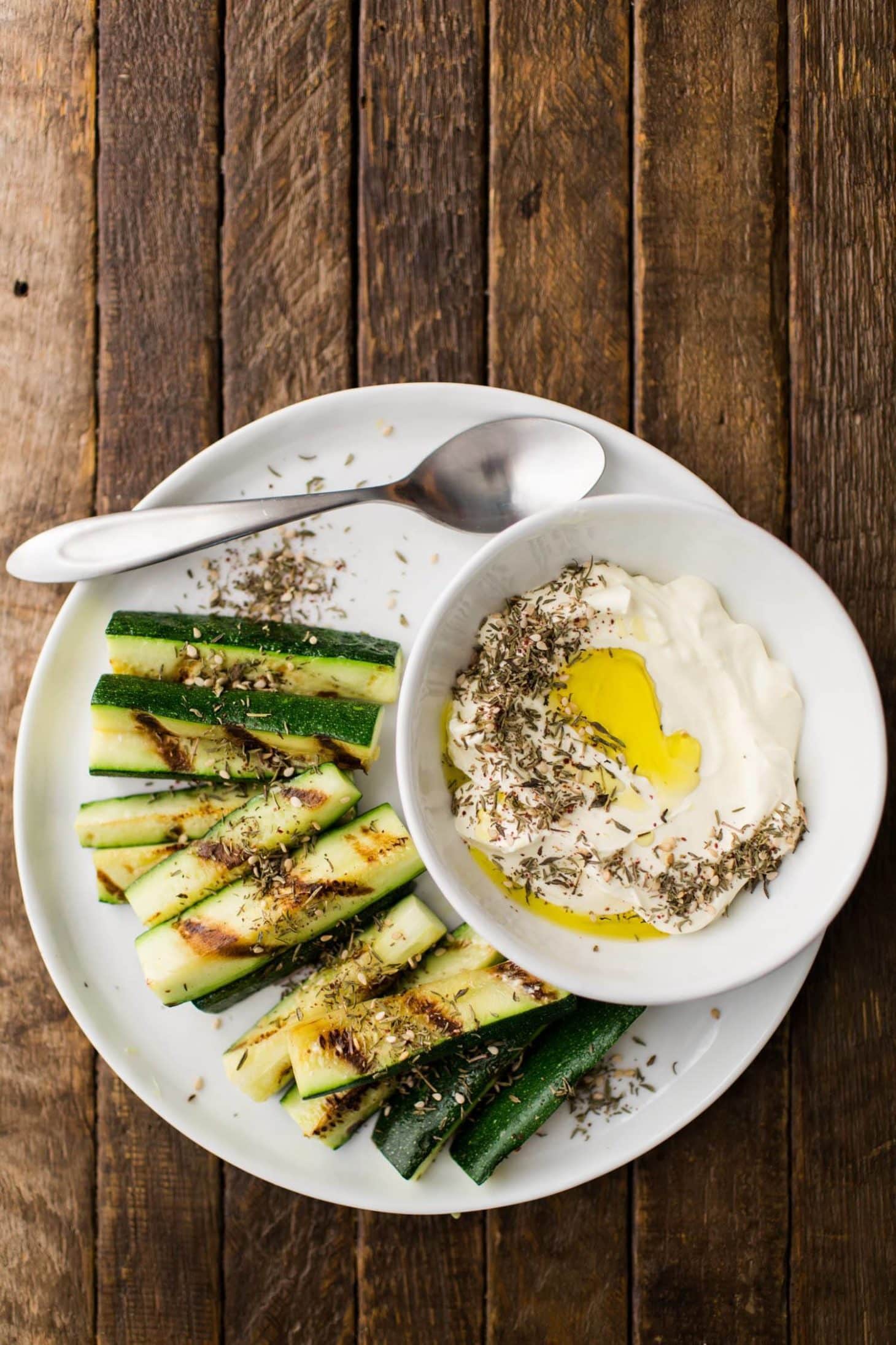 Grilled Zucchini with Lemon Labneh and Za'atar